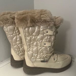 Beautiful Cream NiS Boots with Patent Leather and Faux Fur Lining